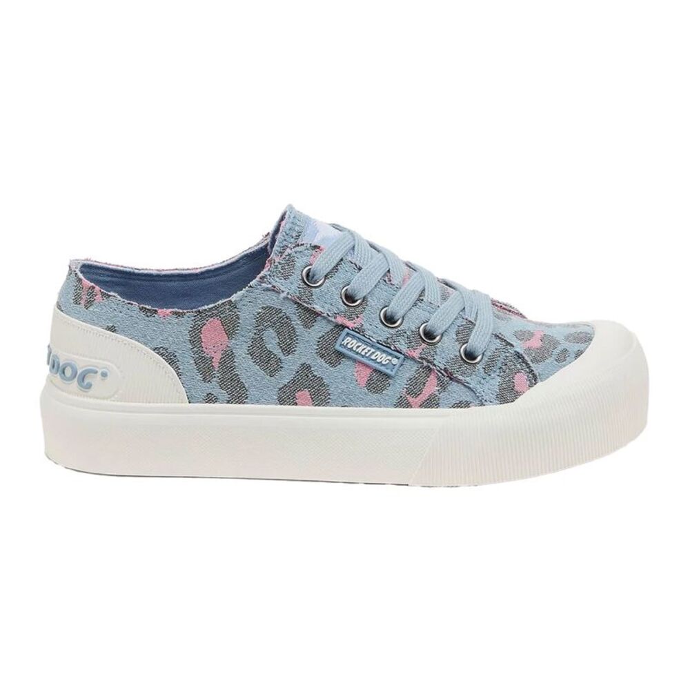 Rocket Dog Womens/Ladies Jazzin Plus Leopard Print Canvas Sneakers / Light Blue